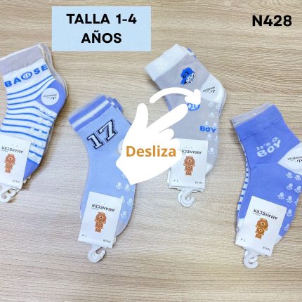 N428 LARGA  NIÑO ANTIDESLIZANTE  ALGODÓN   1-4 AÑOS  S/ 23. 50 SOLES la DOCENA