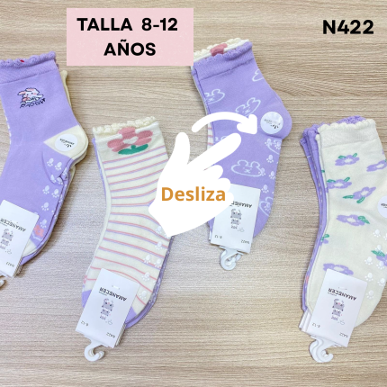 N422  LARGA NIÑA ANTIDESLIZANTE ALGODON 8-12 AÑOS   S/. 23.50 SOLES  la DOCENA