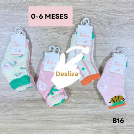 B16 BEBE NIÑA 0-6 MESES ALGODON ANTIDESLIZANTE S/ 22. 50 SOLES