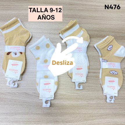 N476 TOBILLERA NIÑA 9-12 AÑOS ALGODÒN S/ 22.00 SOLES