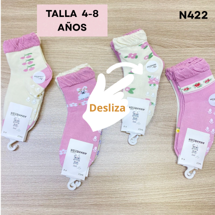 N422 LARGA NIÑA ANTIDESLIZANTE ALGODÓN 5-8 AÑOS S/ 23.50 SOLES la DOCENA