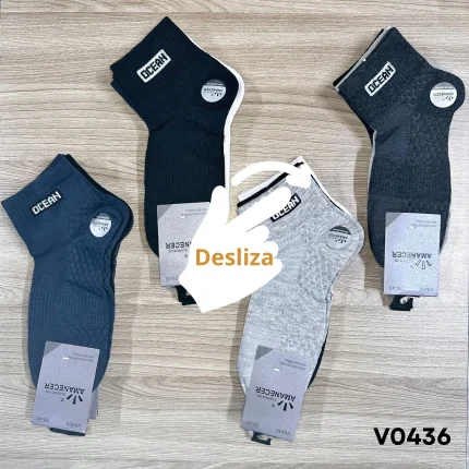 V0436 TOBILLERAS ANTIBACTERIAL VARON SIN COSTURA S/ 2