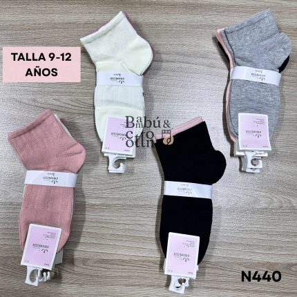 N440   TOBILLERAS ANTIBACTERIAL NIÑA ALGODÓN   TALLA  9-12 AÑOS a S/ 27. 00 SOLES